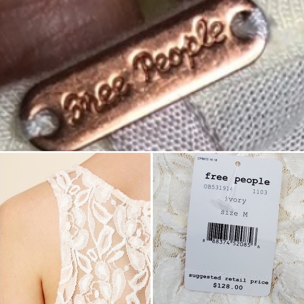 NWT FREE PEOPLE Miles of Lace Ivory Tank Dress - Picture 5 of 5